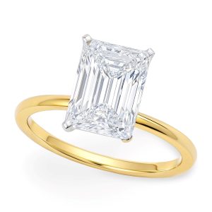 5 Carat Radiant Lab Grown IGI G/VS1 Diamond Solitaire Ring in 10K Yellow Gold
