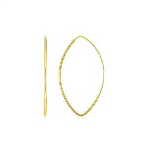 14k Yellow Gold Polished Long Marquise Motif Earrings