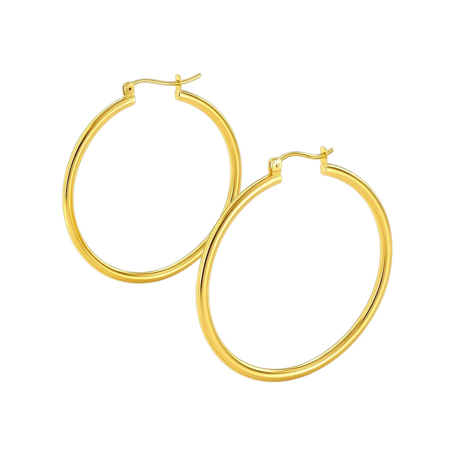 14k Yellow Gold Polished Hoop Earrings (1.5x40mm) - Image 2