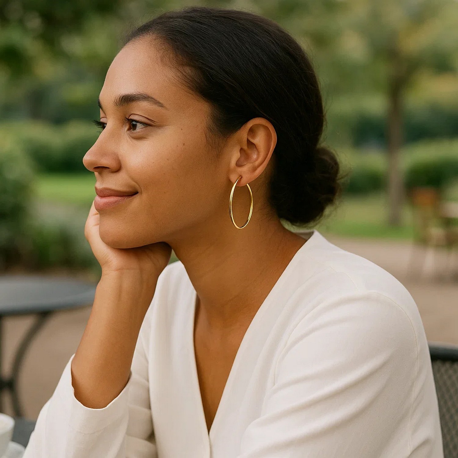 14k Yellow Gold Polished Hoop Earrings (1.5x40mm) - Image 4
