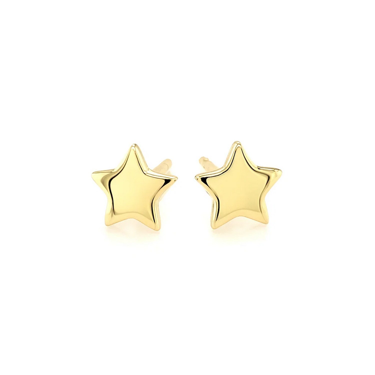 14k Yellow Gold Post Earrings with Stars(6.5mm) - Image 2