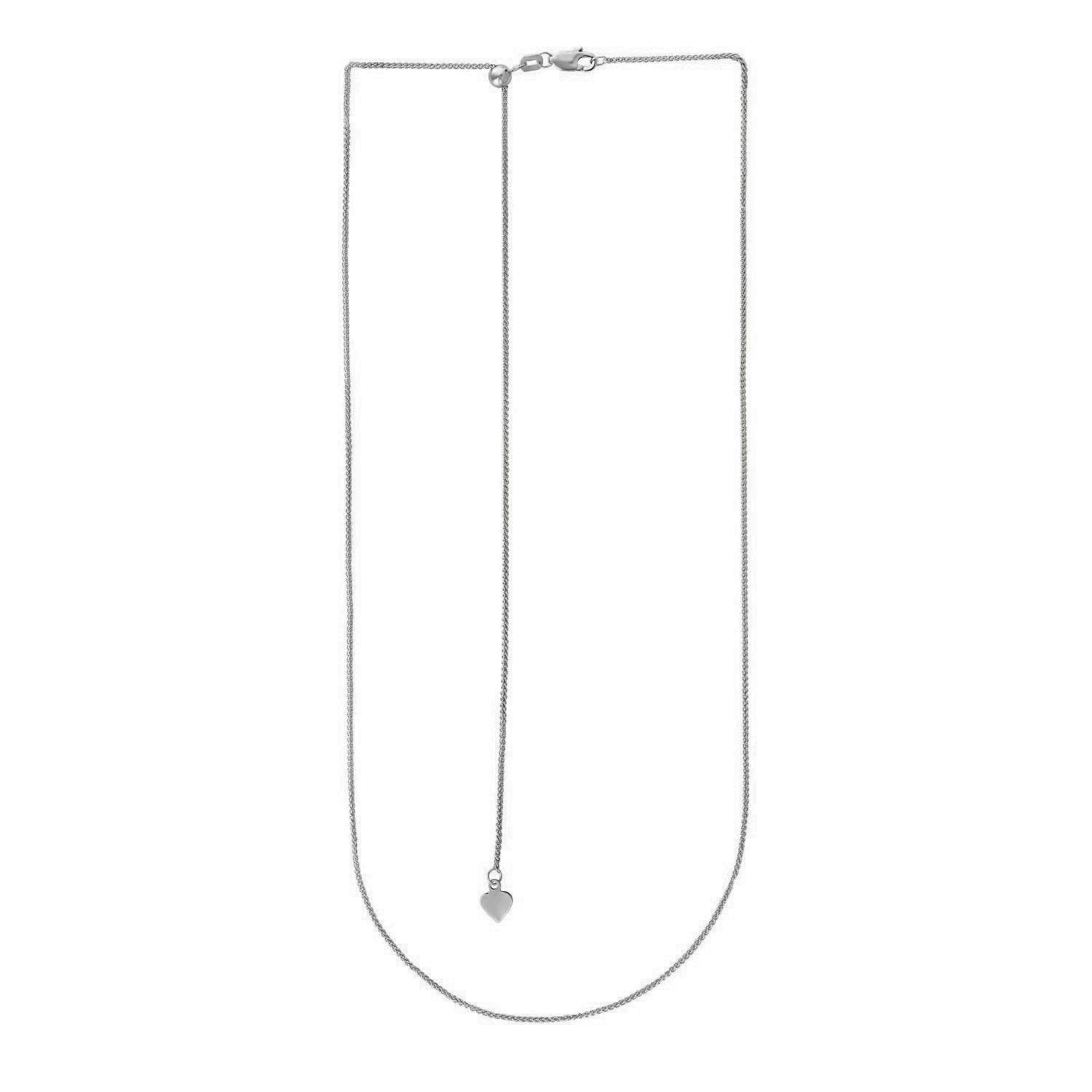 14k White Gold Adjustable Wheat Chain (1.00 mm) - Image 2