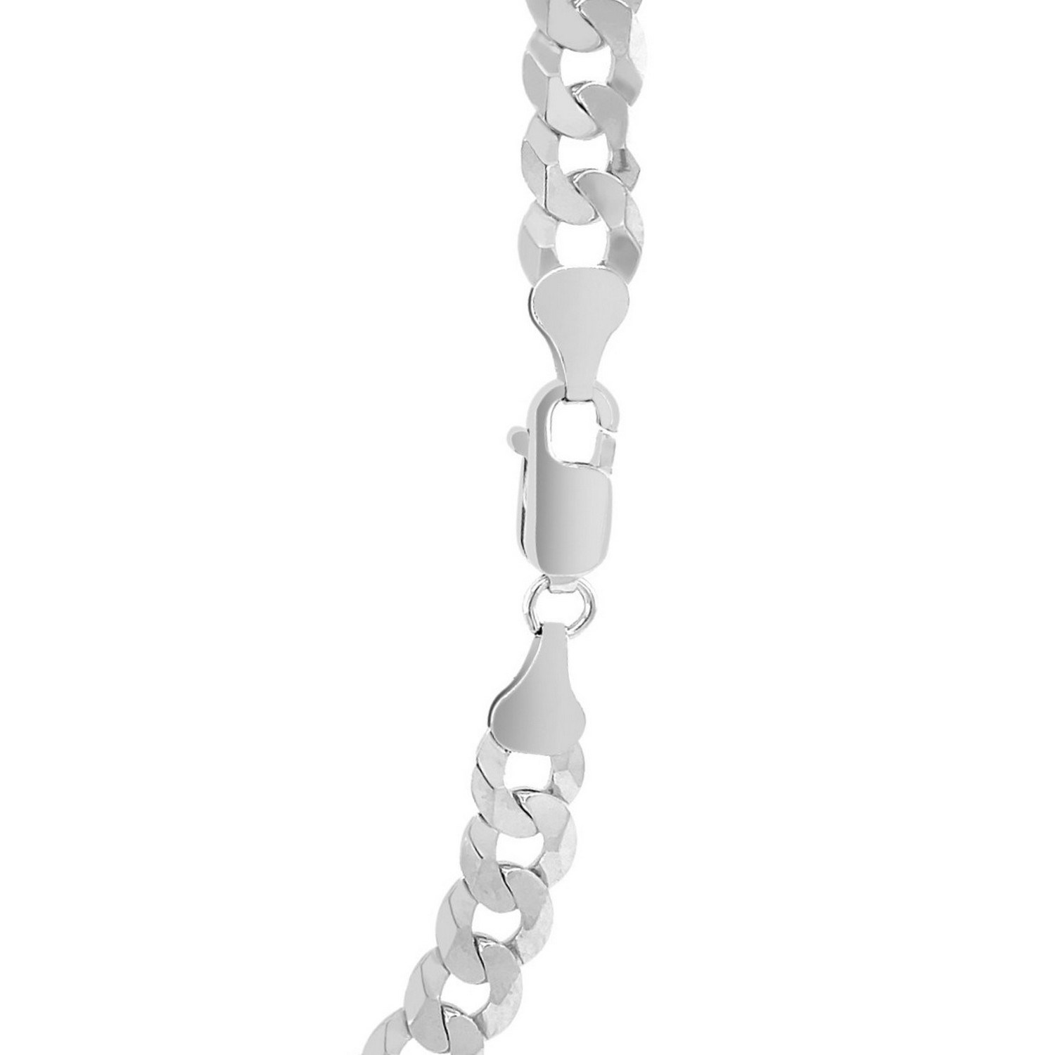 Rhodium Plated Sterling Silver Curb Style Chain (7.20 mm) - Image 4