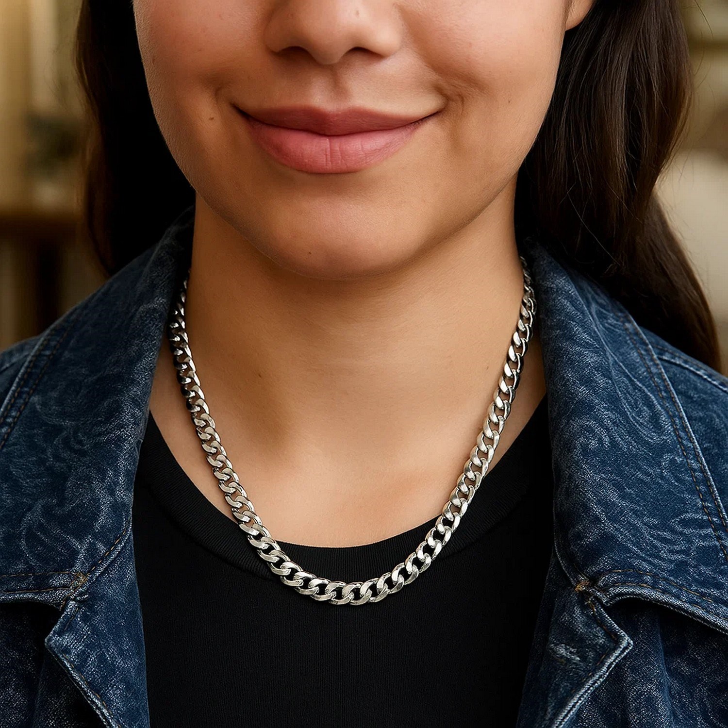 Rhodium Plated Sterling Silver Curb Style Chain (7.20 mm) - Image 6