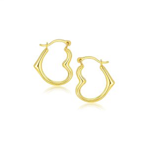10k Yellow Gold Heart Hoop Earrings