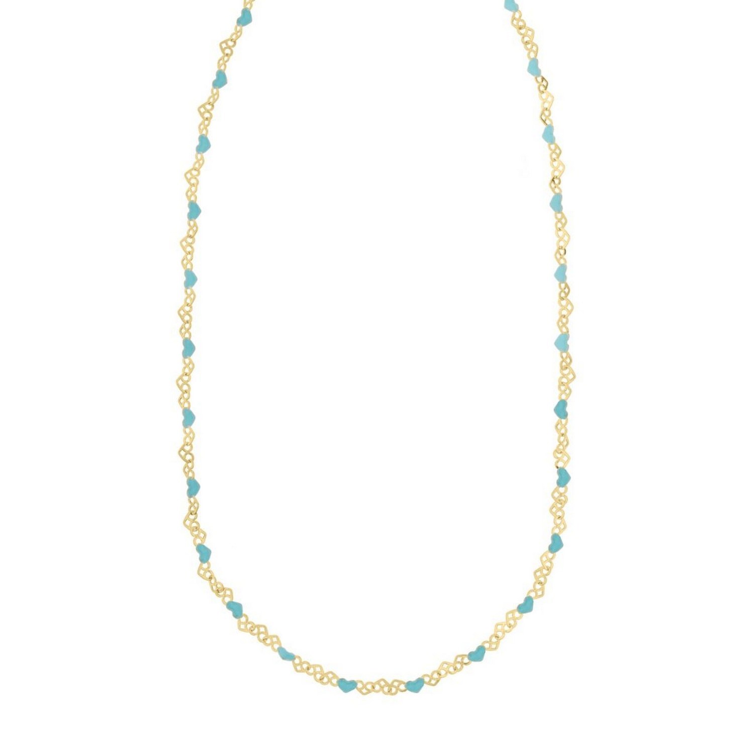 Sterling Silver Gold Plated Blue Enamel Hearts Necklace