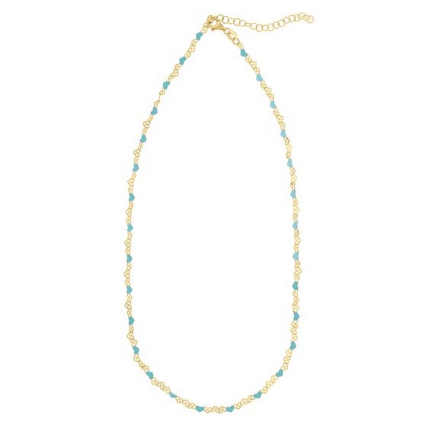 Sterling Silver Gold Plated Blue Enamel Hearts Necklace - Image 2