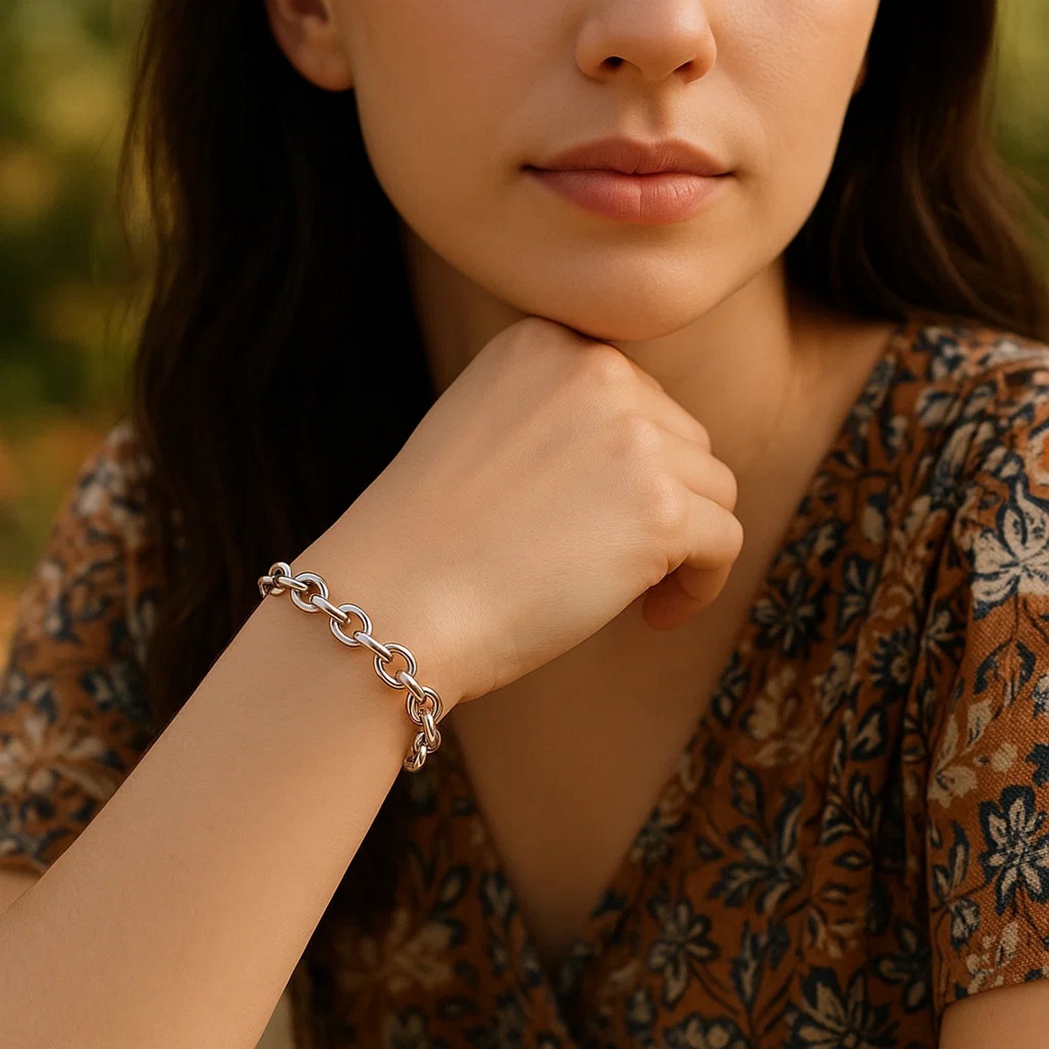 Sterling Silver Rhodium Plated Fancy Charm Bracelet (6.70 mm) - Image 3