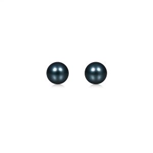 14k Yellow Gold Cultured Black Pearl Stud Earrings (7mm)