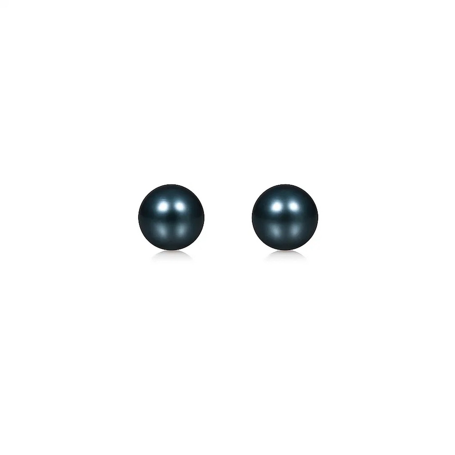 14k Yellow Gold Cultured Black Pearl Stud Earrings (7mm)