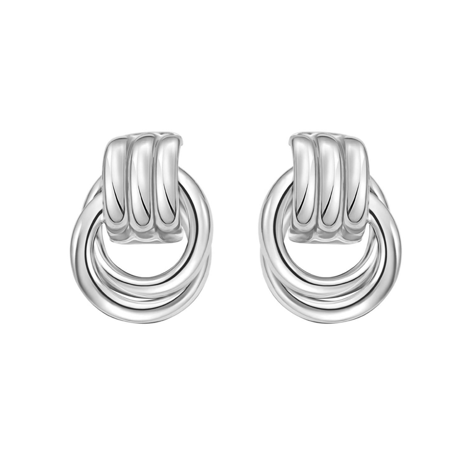Sterling Silver Triple Door Knocker Hoop Earrings - Image 2