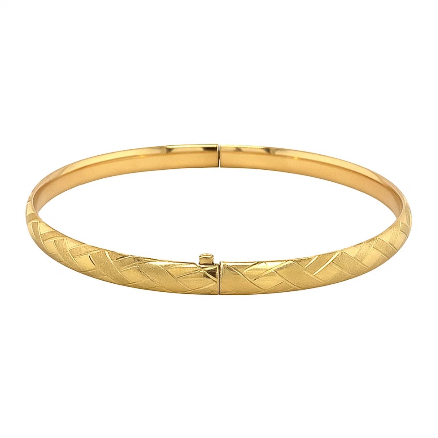 14k Yellow Gold Domed Bangle with a Weave Motif (6.00 mm) - Image 2