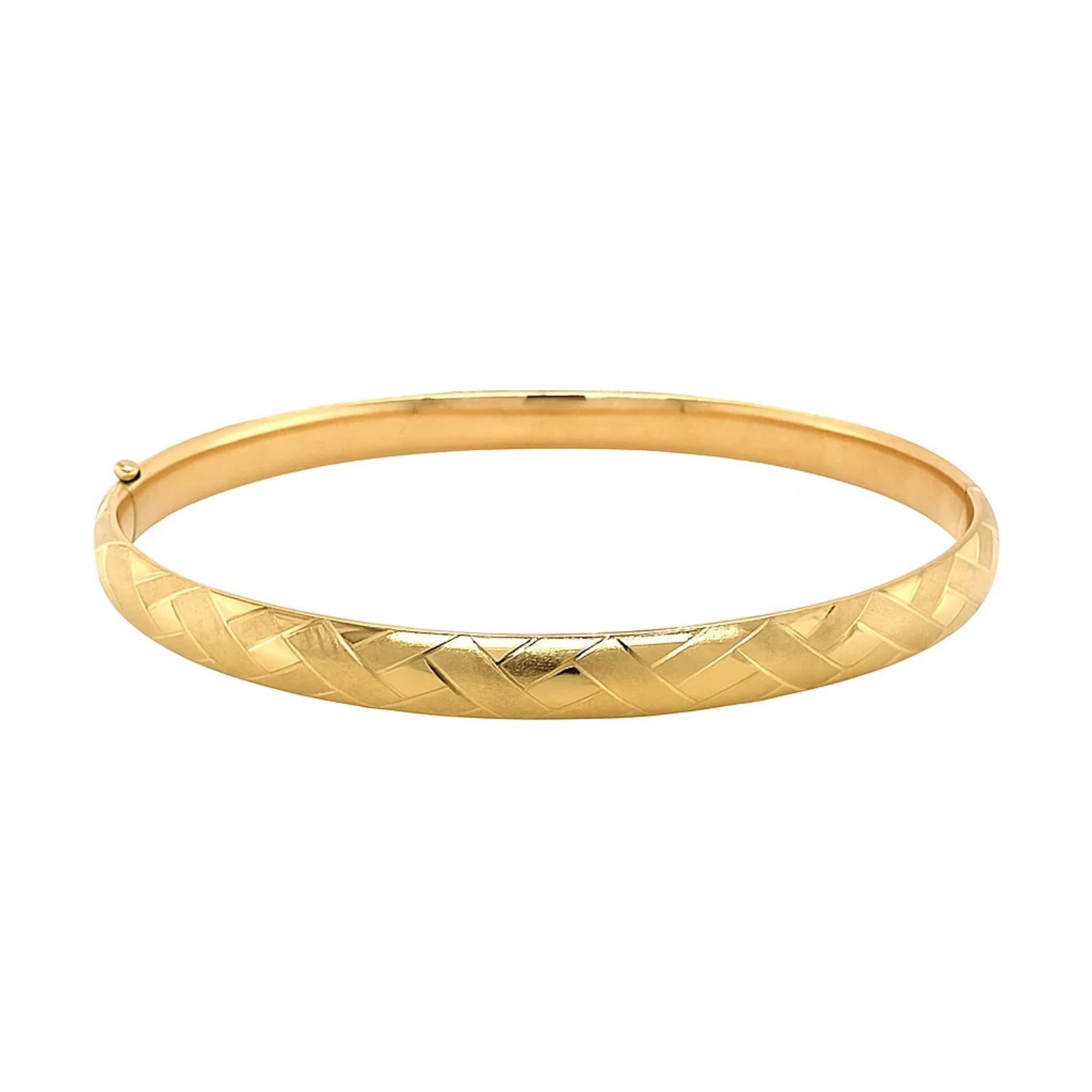 14k Yellow Gold Domed Bangle with a Weave Motif (6.00 mm) - Image 3