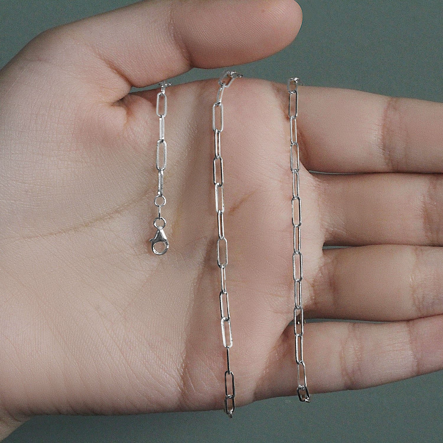 14K White Gold Paperclip Chain (2.50 mm) - Image 8