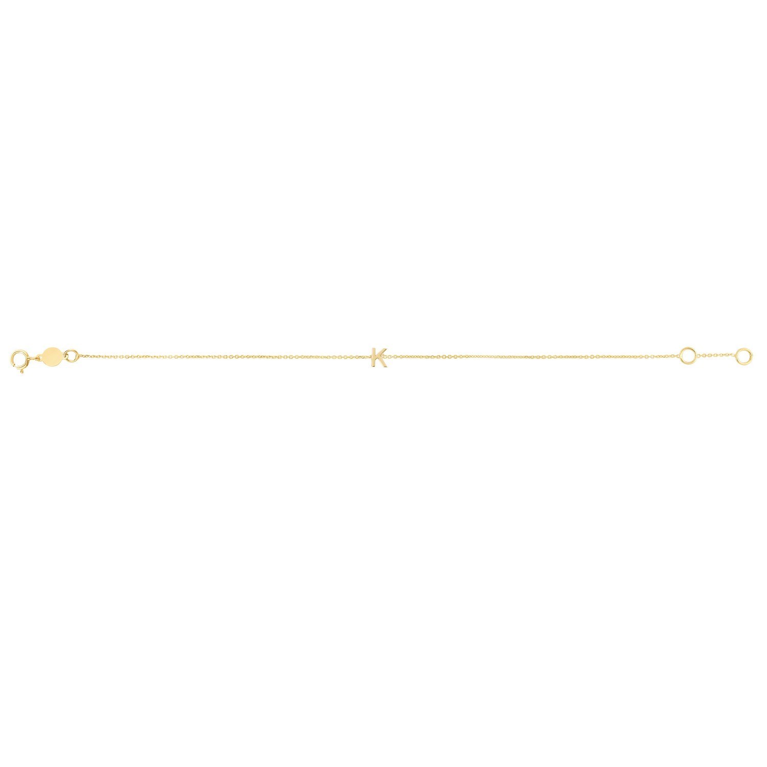 14K Yellow Gold Mini Initial K Bracelet - Image 2