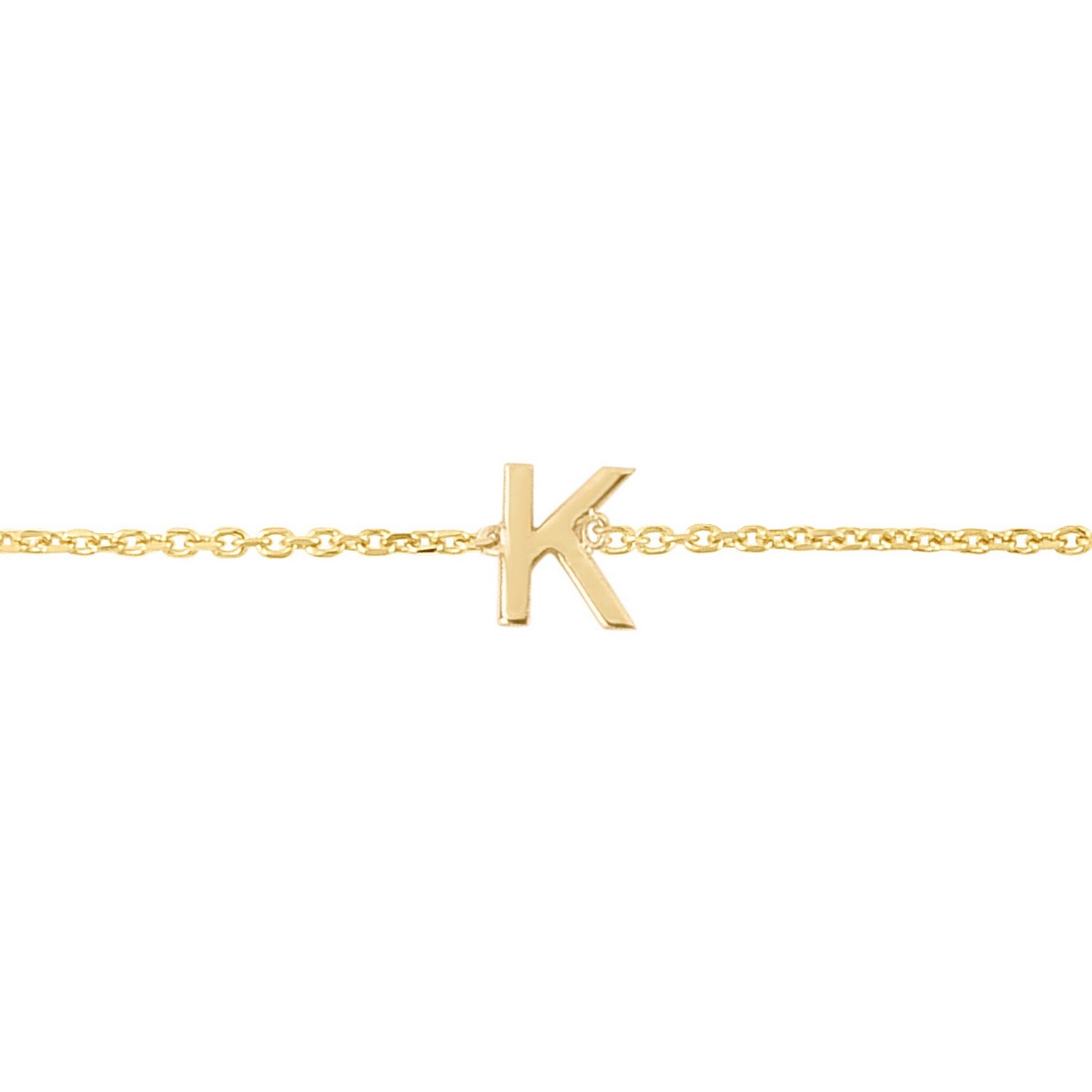 14K Yellow Gold Mini Initial K Bracelet - Image 3