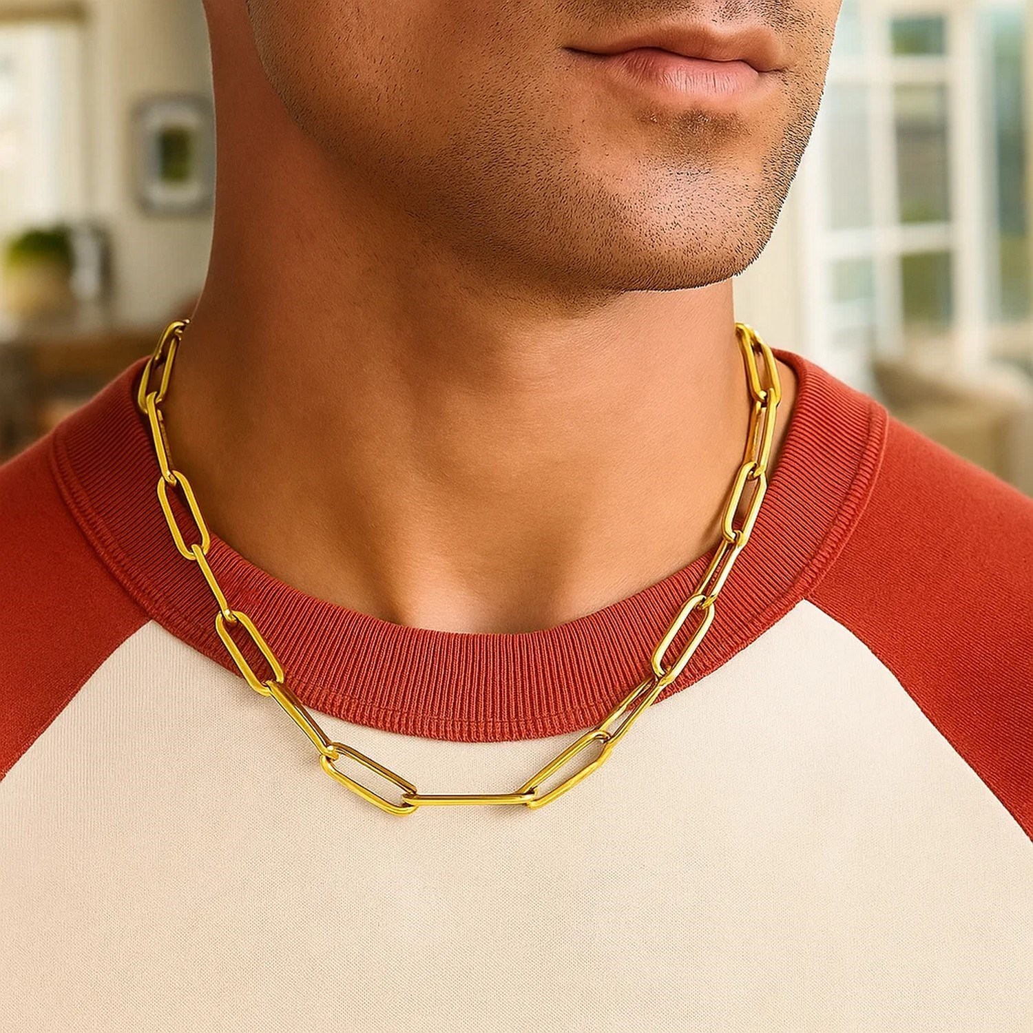 14K Yellow Gold Wide Paperclip Chain (6.1 mm) - Image 5