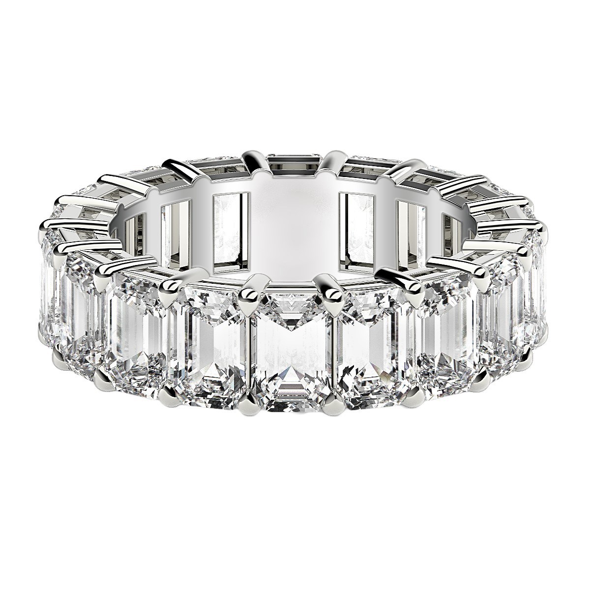 Emerald Cut Lab Grown Diamond Eternity Ring in 14k White Gold (8 cttw FG/VS2) - Image 2