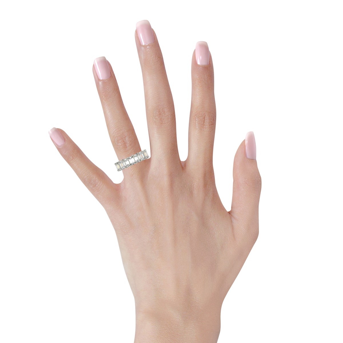 Emerald Cut Lab Grown Diamond Eternity Ring in 14k White Gold (8 cttw FG/VS2) - Image 5