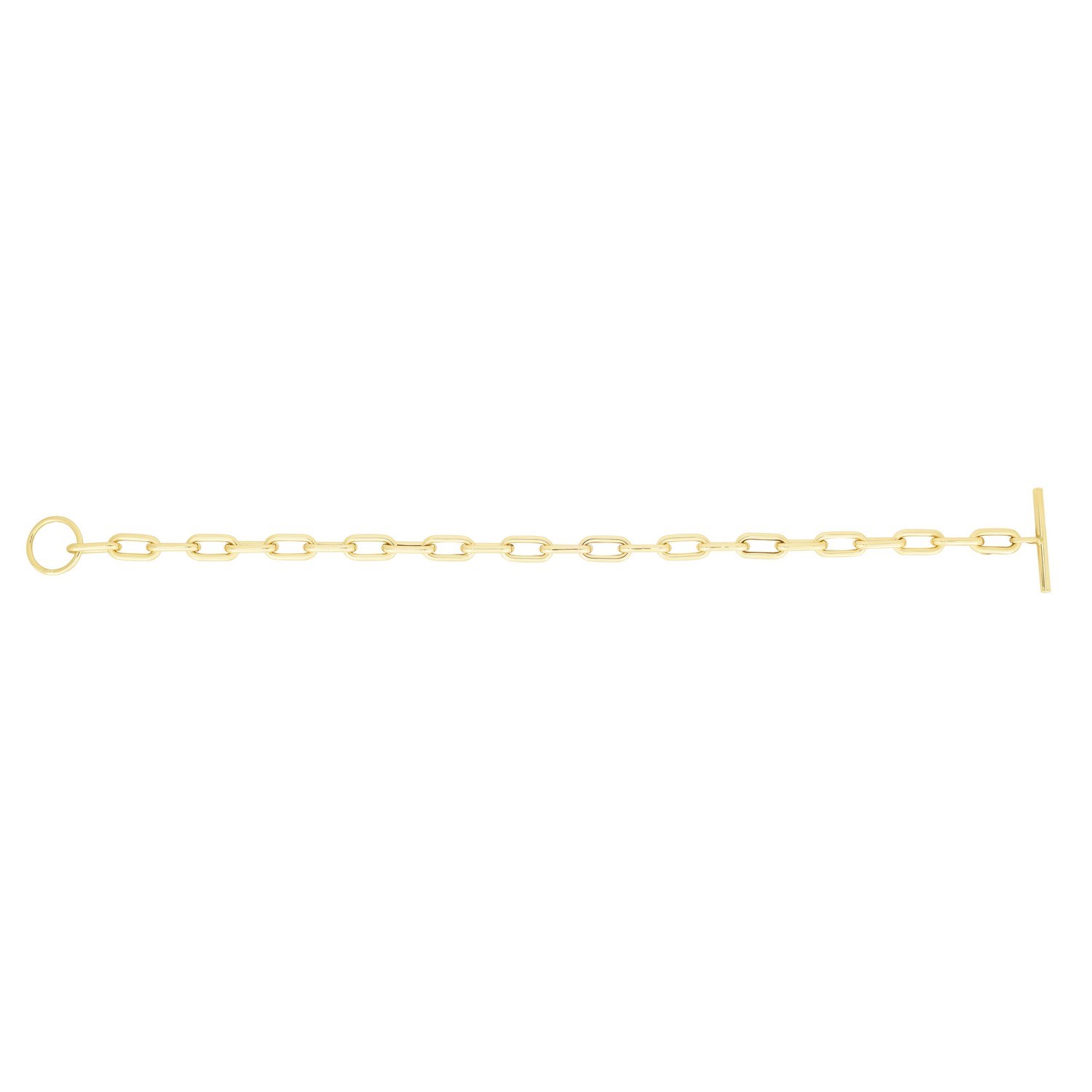 14K Yellow Gold Paperclip Toggle Link Necklace - Image 2
