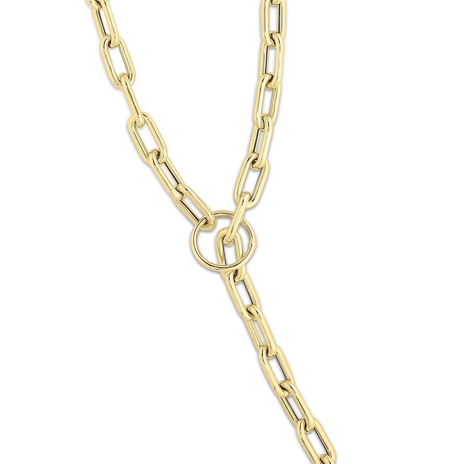 14K Yellow Gold Paperclip Toggle Link Necklace - Image 3