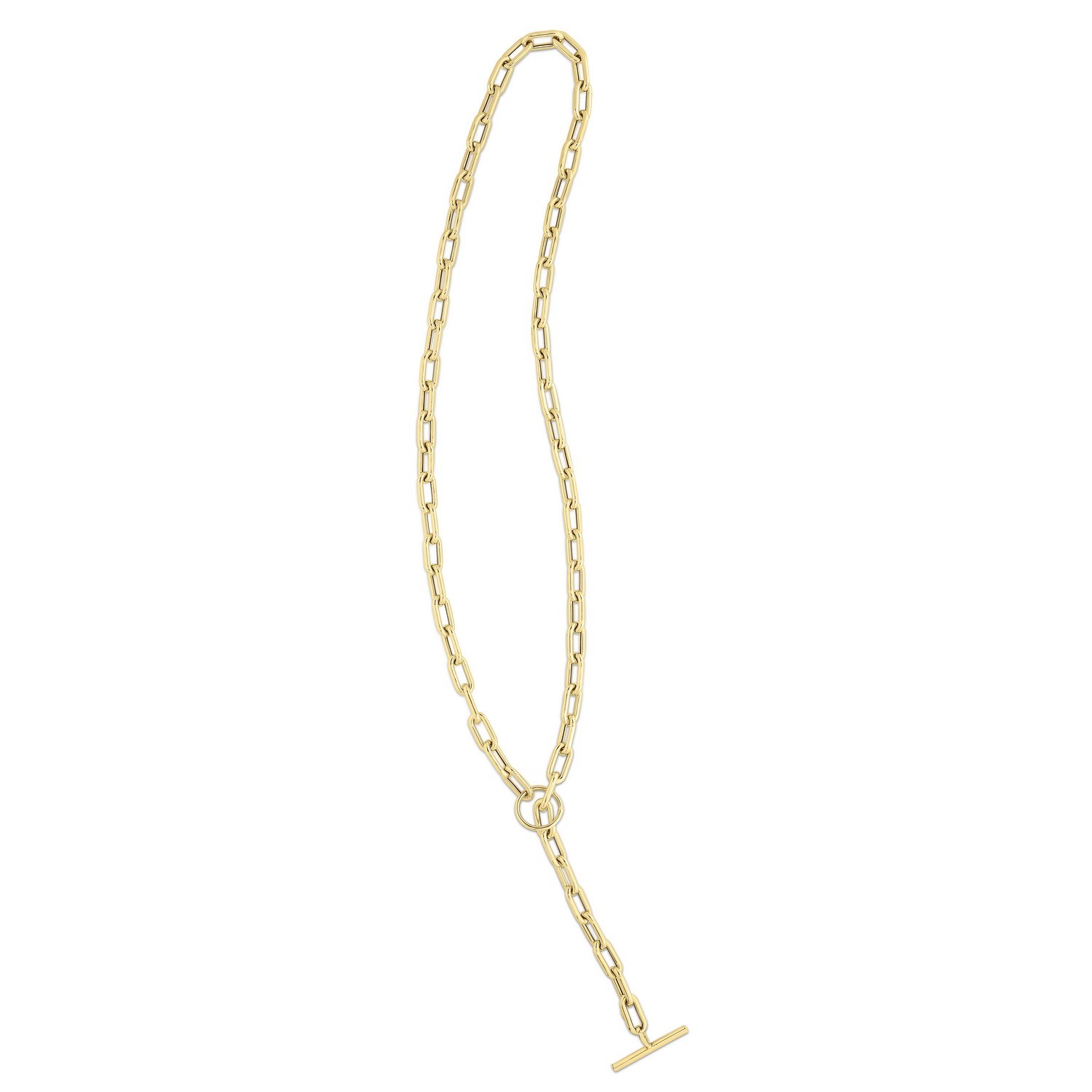 14K Yellow Gold Paperclip Toggle Link Necklace - Image 4