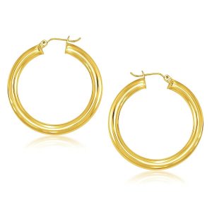 14k Yellow Gold Polished Hoop Earrings (5x40mm)