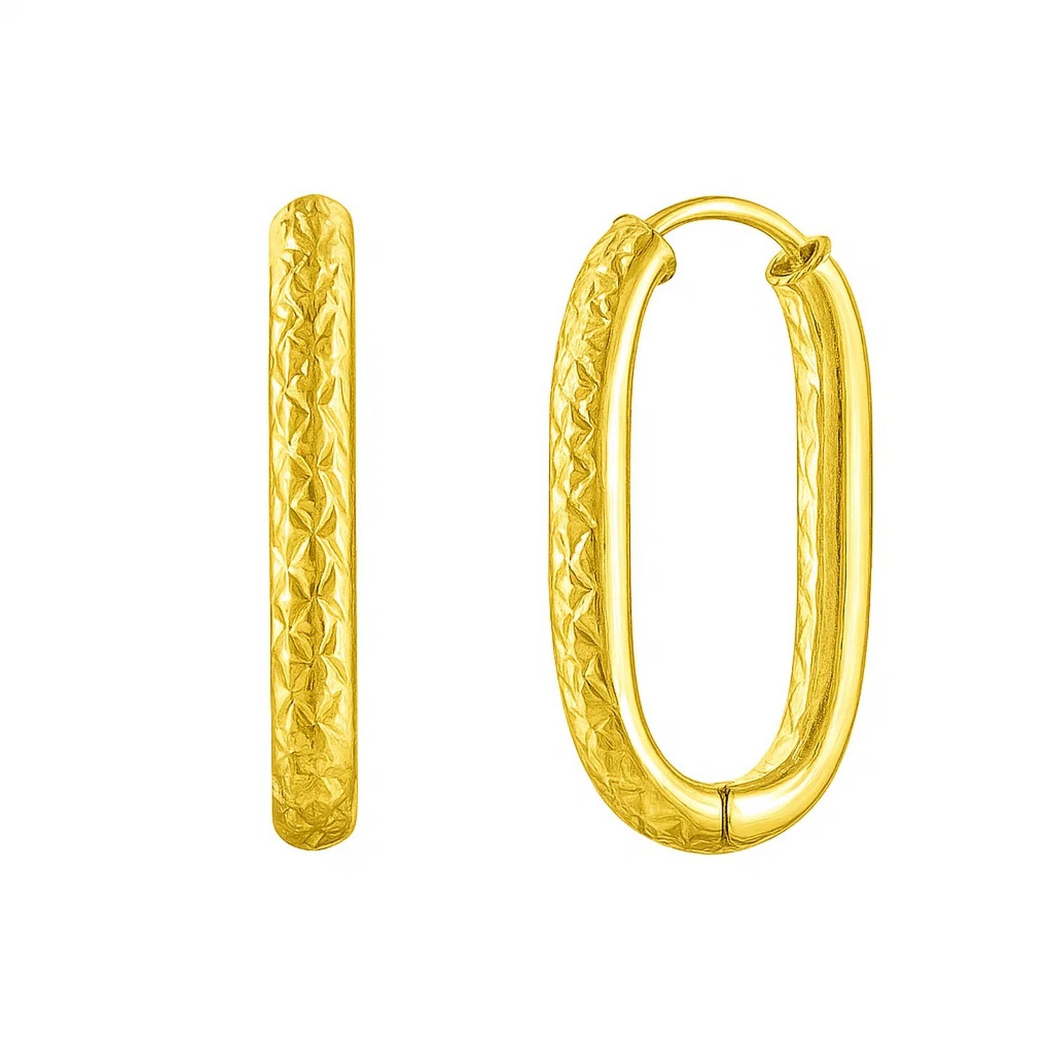 Endless Engraved Paperclip Hoop Earrings in 14K Yellow Gold - Image 2