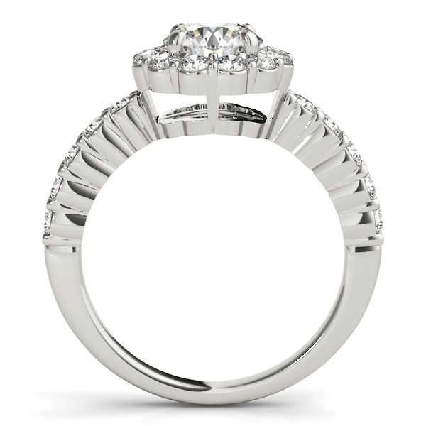 14k White Gold Round Floral Motif Diamond Engagement Ring (1 5/8 cttw) - Image 2