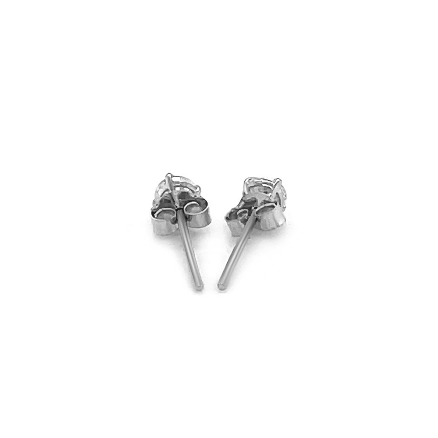 Sterling Silver Faceted White Cubic Zirconia Stud Earrings(3mm) - Image 3