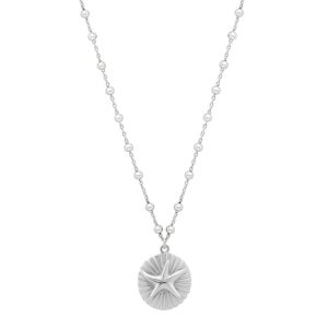 Sterling Silver Rhodium Plated Starfish Medallion Necklace