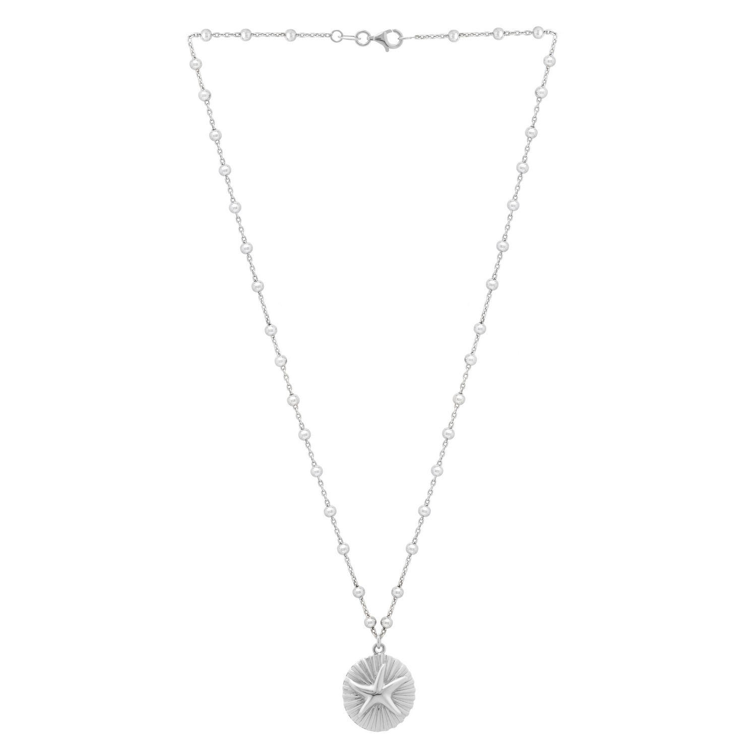 Sterling Silver Rhodium Plated Starfish Medallion Necklace - Image 2