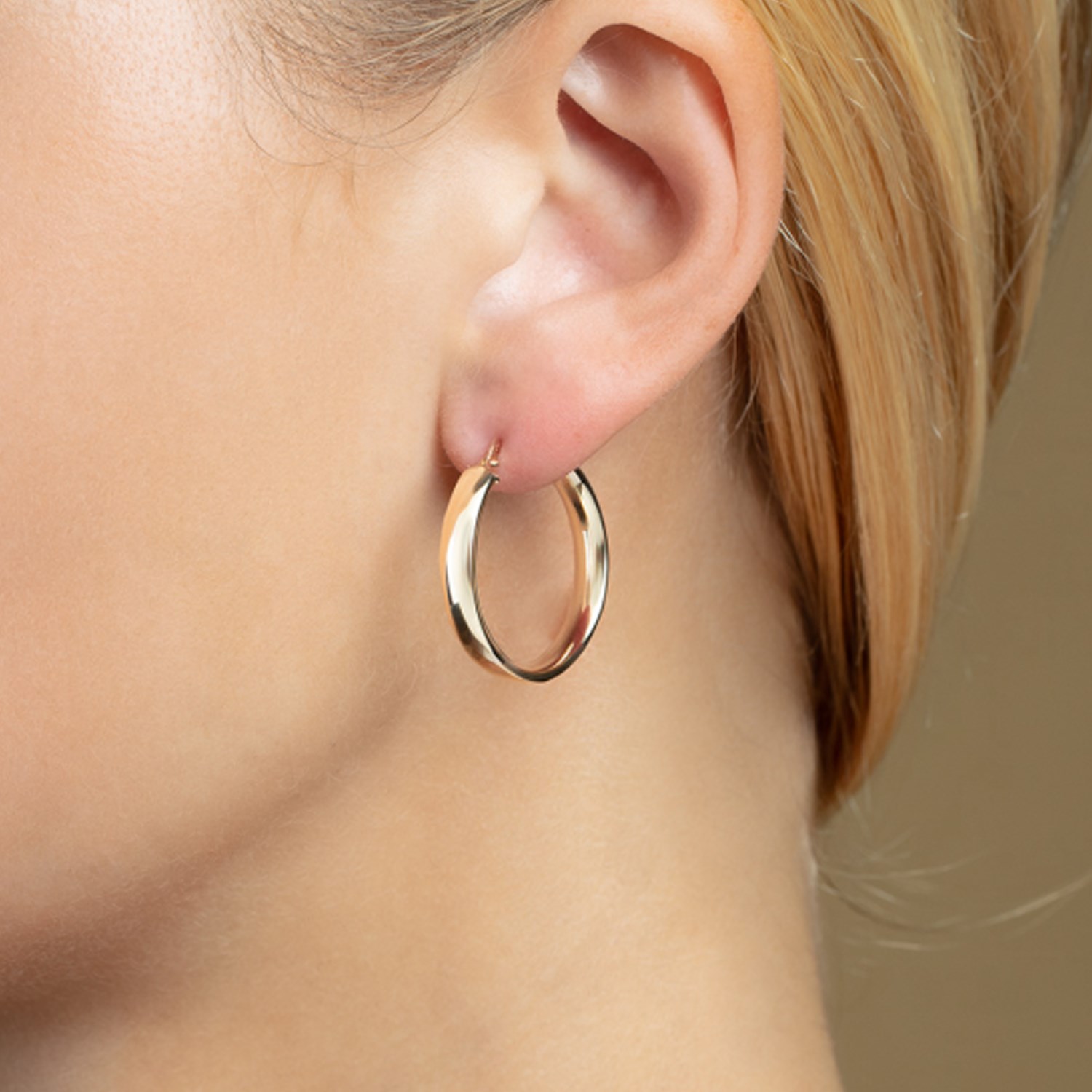 Small Wedding Hoops in 14K Yellow Gold - Image 3