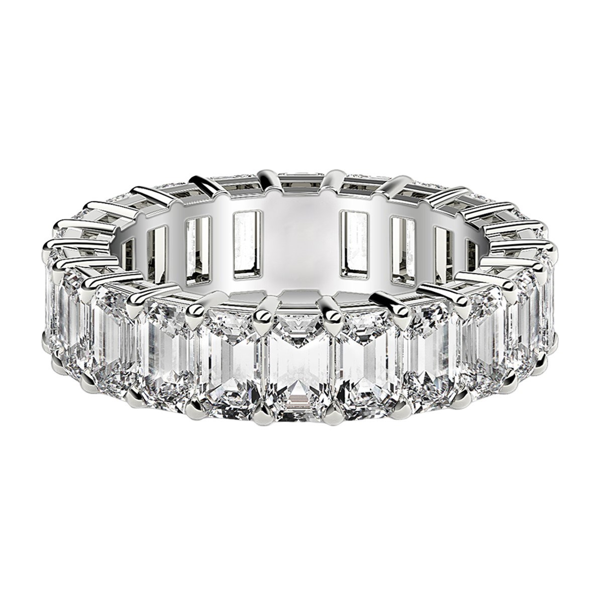Emerald Cut Lab Grown Diamond Eternity Ring in 14k White Gold (5 cttw FG/VS2) - Image 2