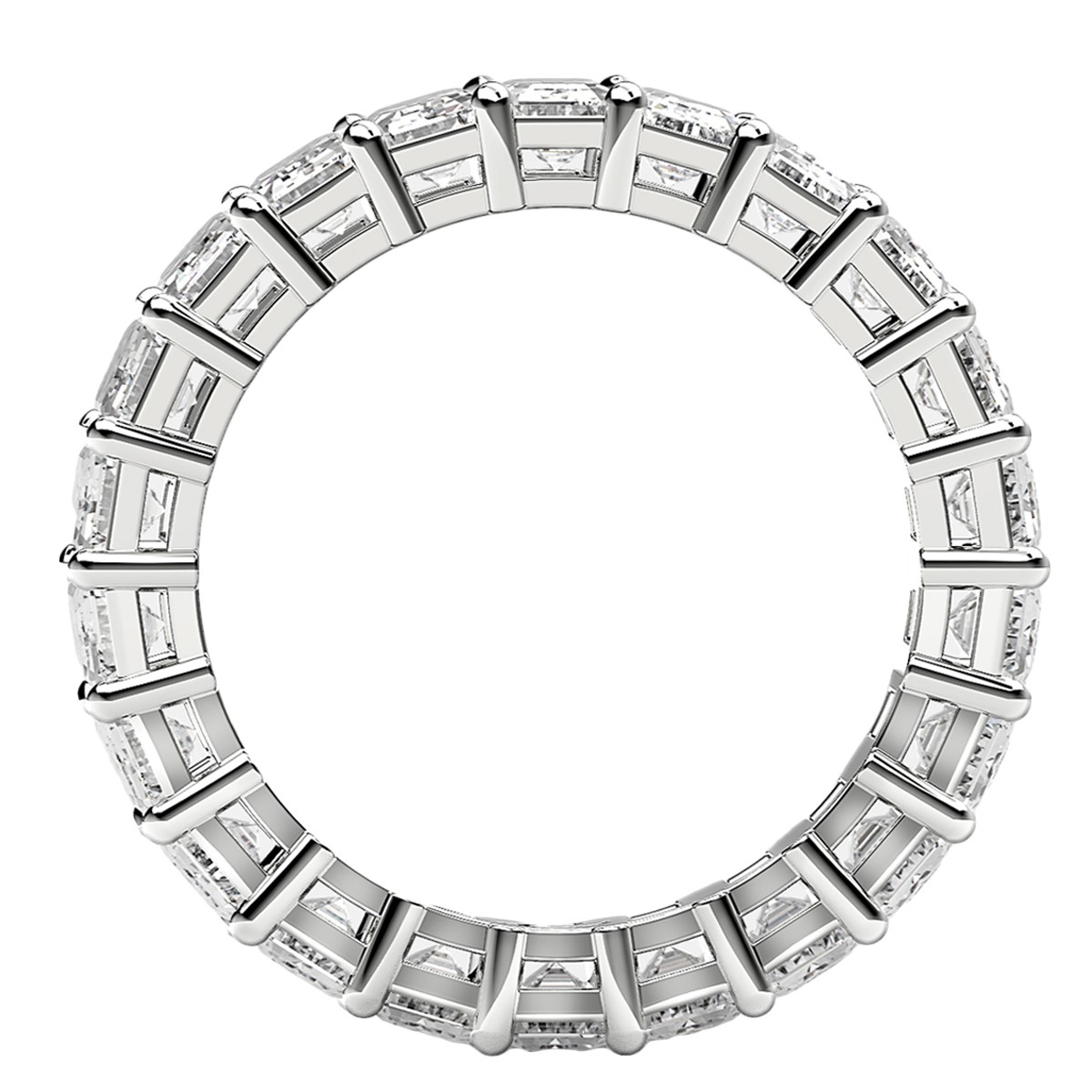 Emerald Cut Lab Grown Diamond Eternity Ring in 14k White Gold (5 cttw FG/VS2) - Image 3