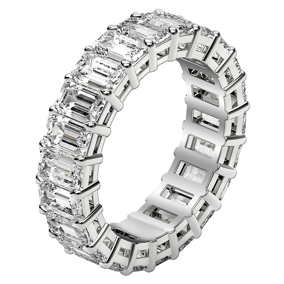 Emerald Cut Lab Grown Diamond Eternity Ring in 14k White Gold (5 cttw FG/VS2) - Image 4