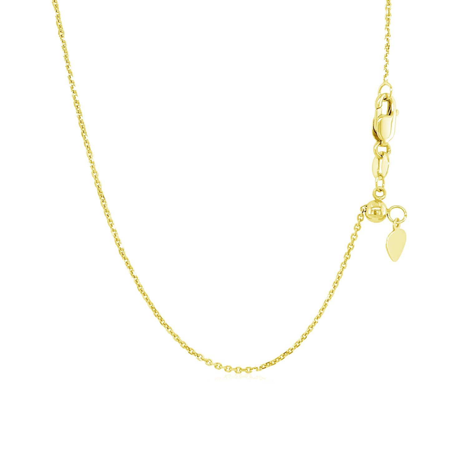 14k Yellow Gold Adjustable Cable Chain (1.10 mm) - Image 3