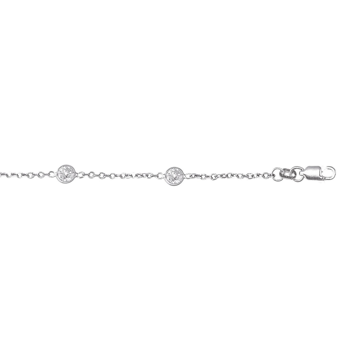 14k White Gold Anklet with Round White Cubic Zirconia - Image 2