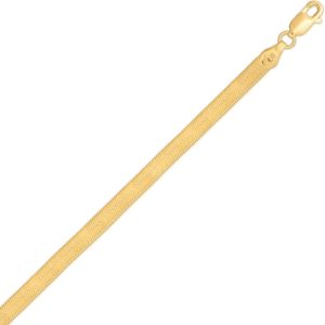 Sterling Silver Yellow Gold Plated Imperial Herringbone Chain (3.40 mm)