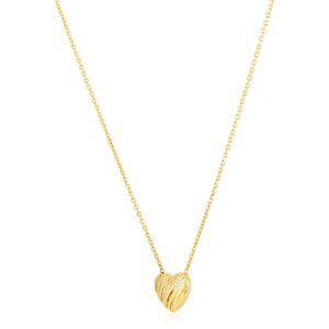 14k Yellow Gold High Polish Scribbles Heart Necklace