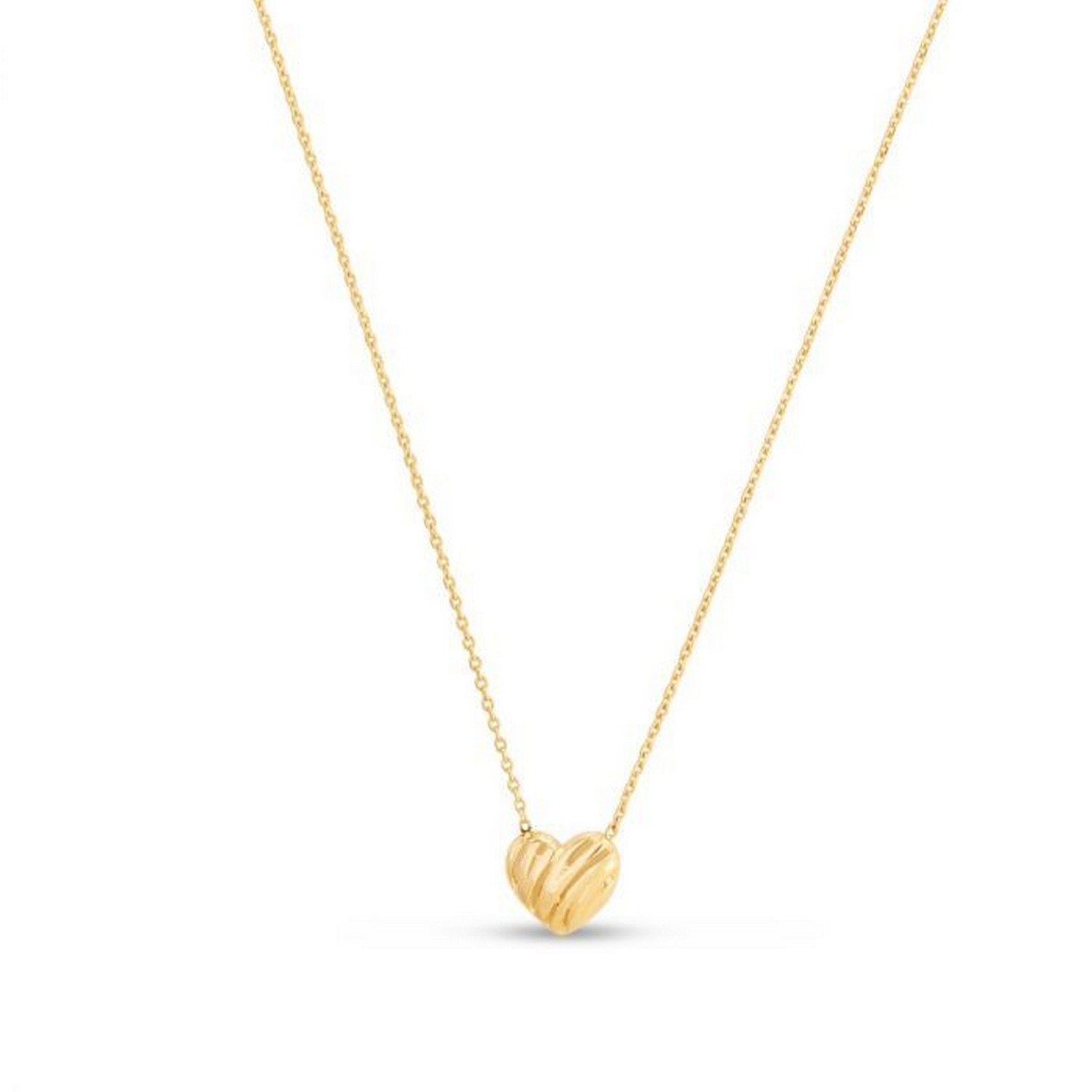 14k Yellow Gold High Polish Scribbles Heart Necklace - Image 2
