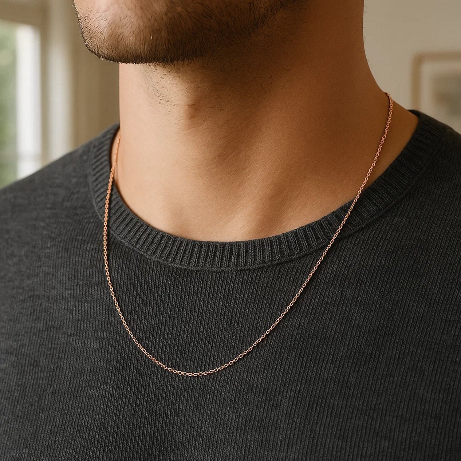 Diamond Cut Cable Link Chain in Rose Gold (0.87 mm) - Image 8