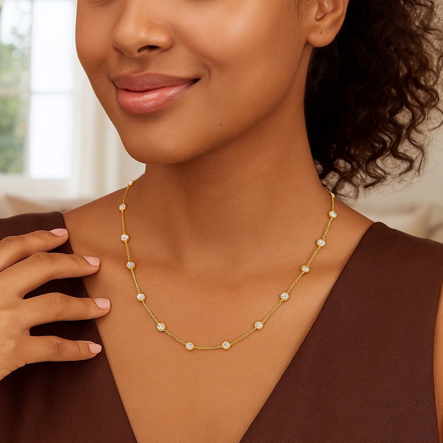 14k Yellow Gold CZ By the Yard Long Links - Image 6