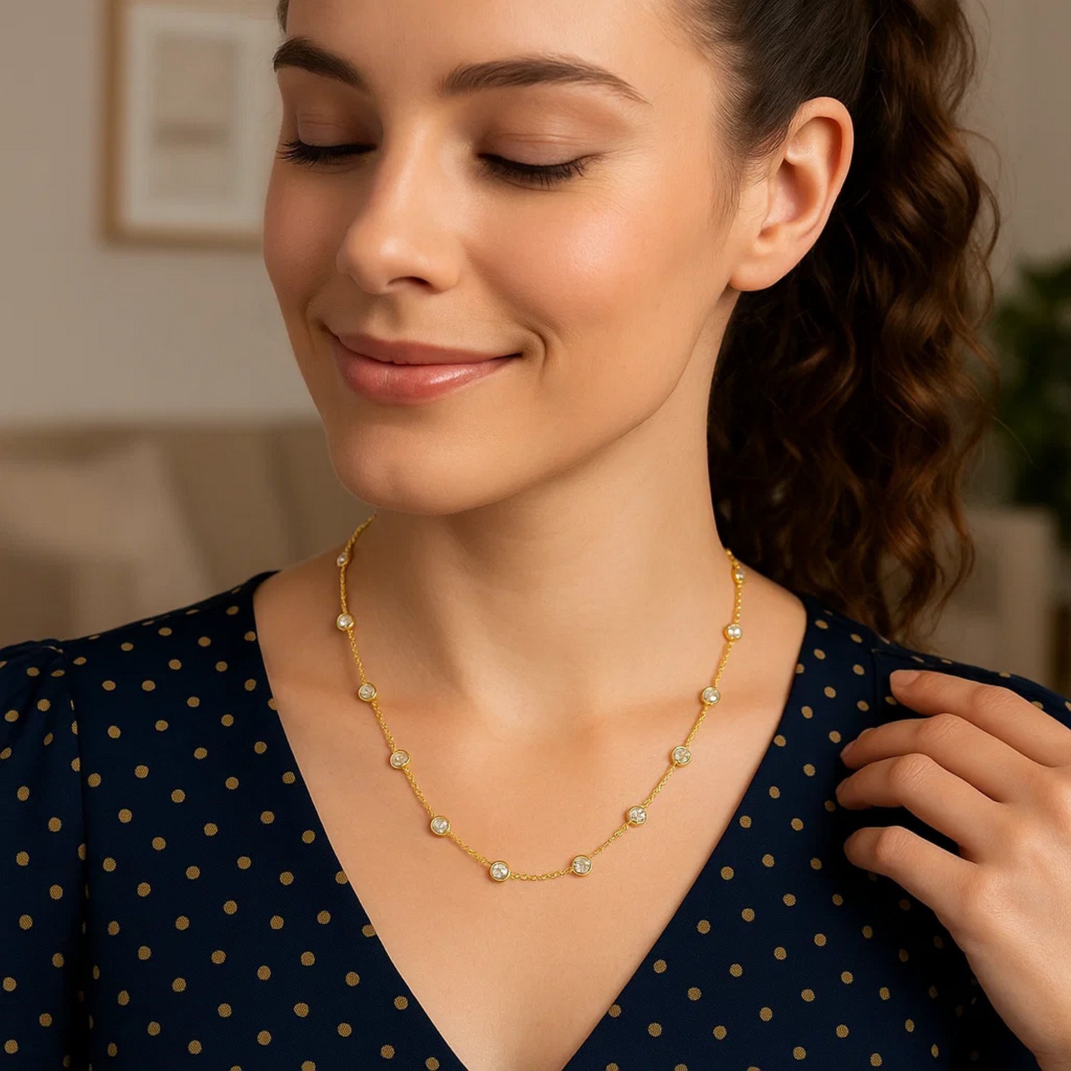 14k Yellow Gold CZ By the Yard Long Links - Image 7