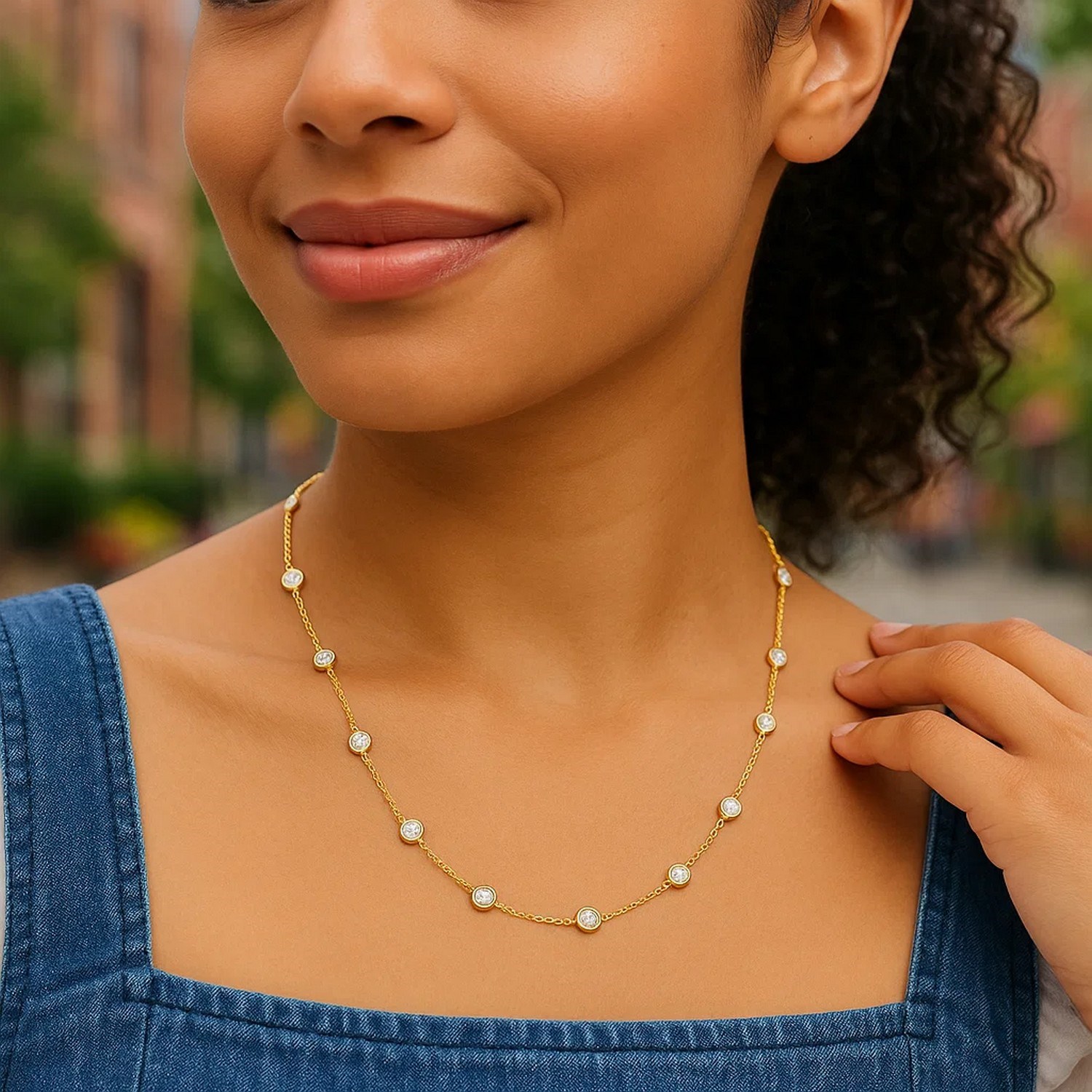 14k Yellow Gold CZ By the Yard Long Links - Image 8