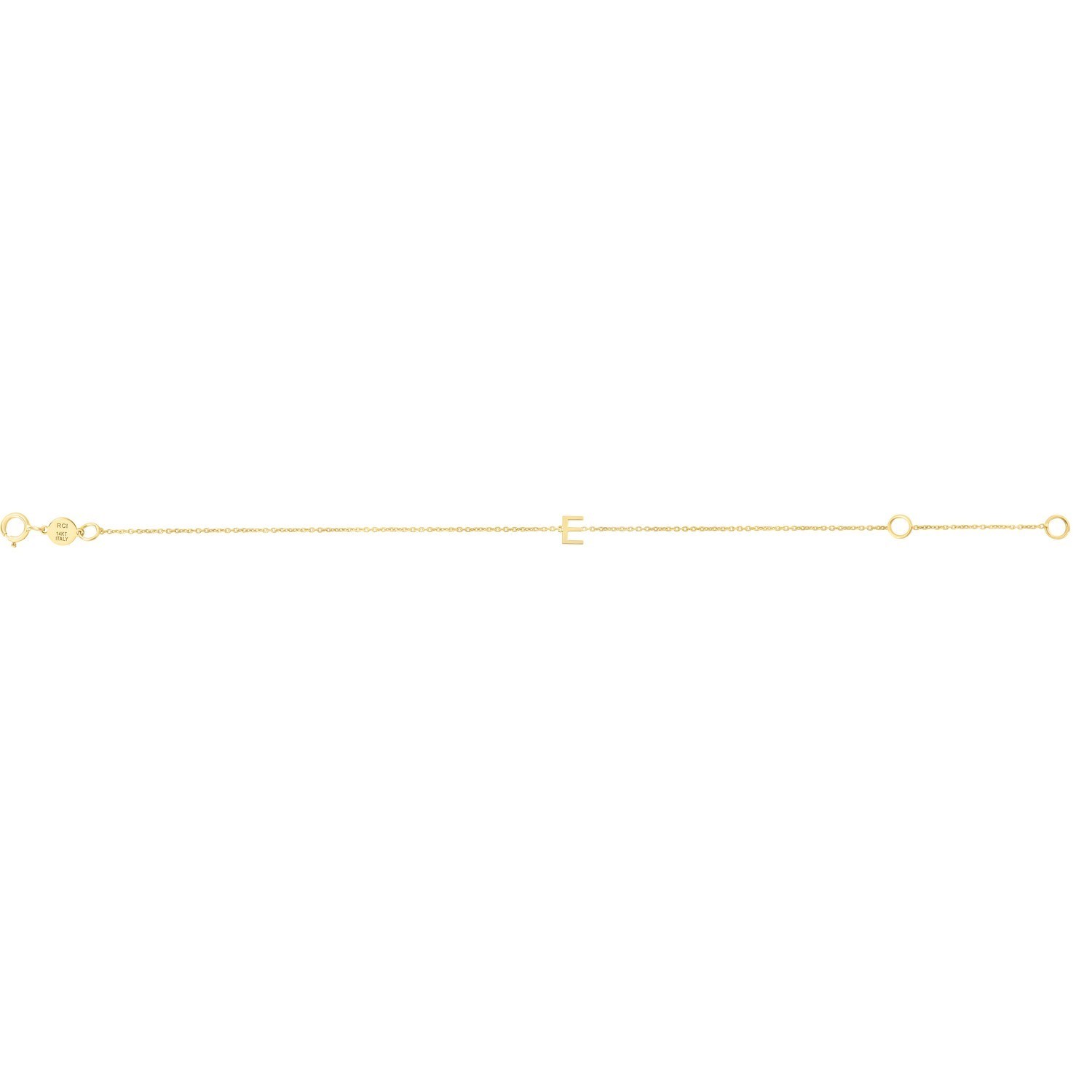 14K Yellow Gold Mini Initial E Bracelet - Image 2