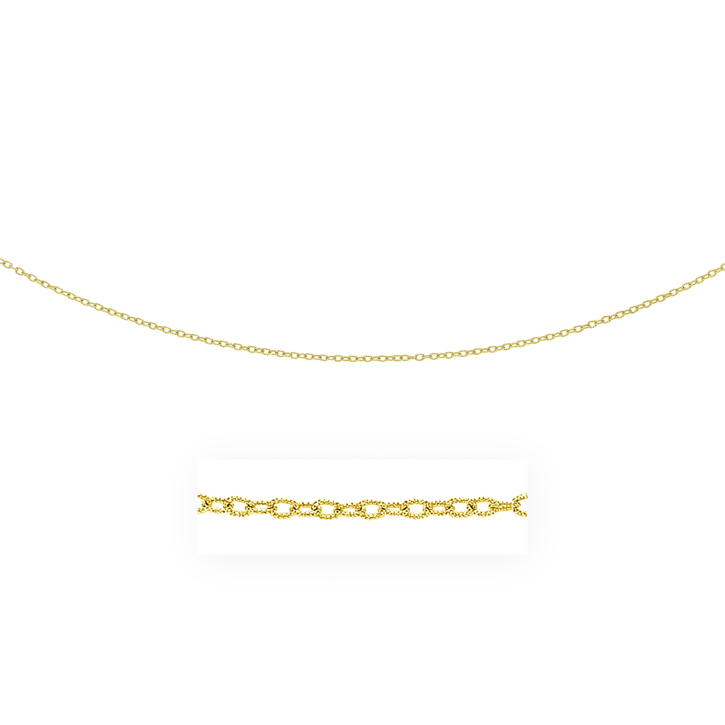 14k Yellow Gold Pendant Chain with Textured Links (2.50 mm)