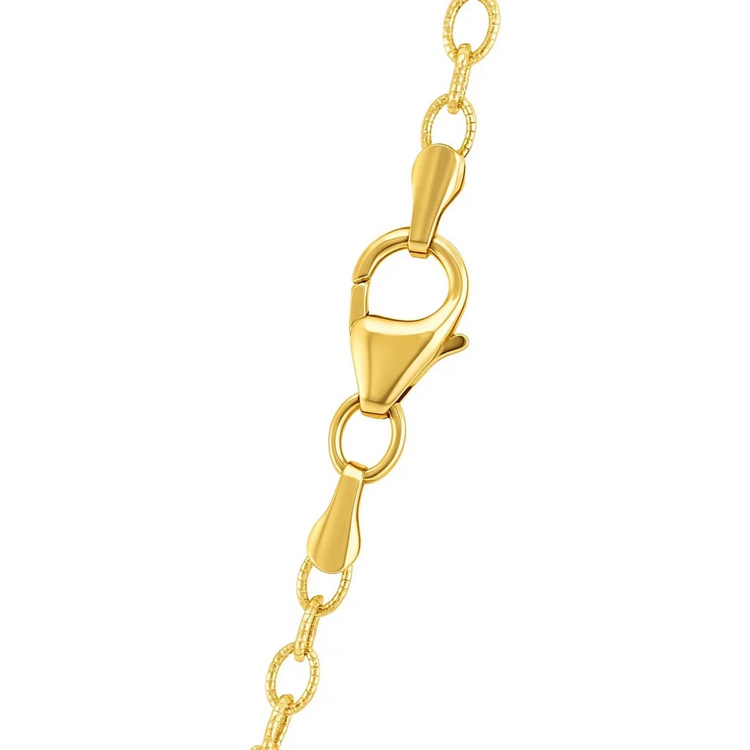 14k Yellow Gold Pendant Chain with Textured Links (2.50 mm) - Image 6