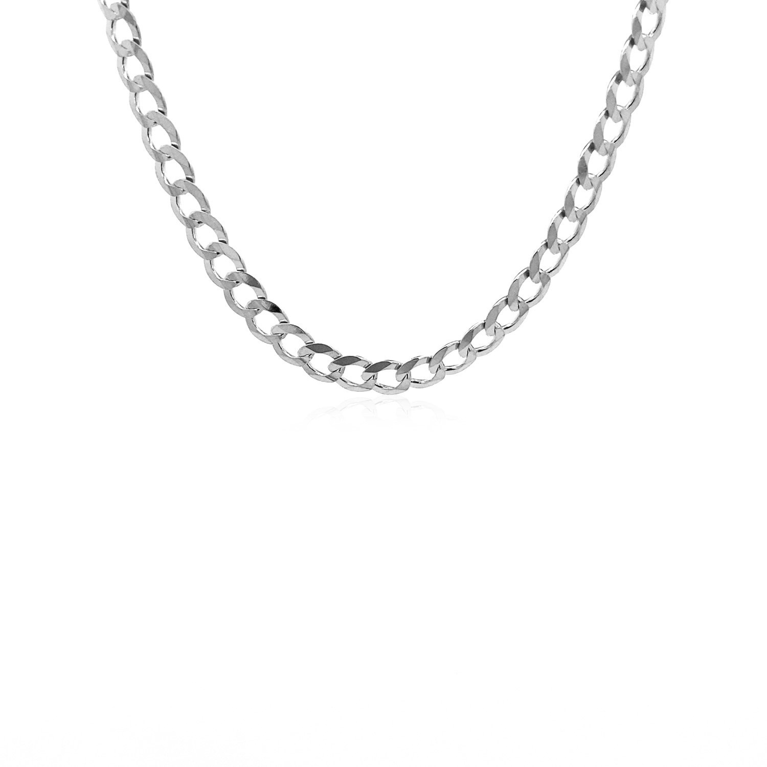 Rhodium Plated Sterling Silver Curb Style Chain (4.70 mm) - Image 2