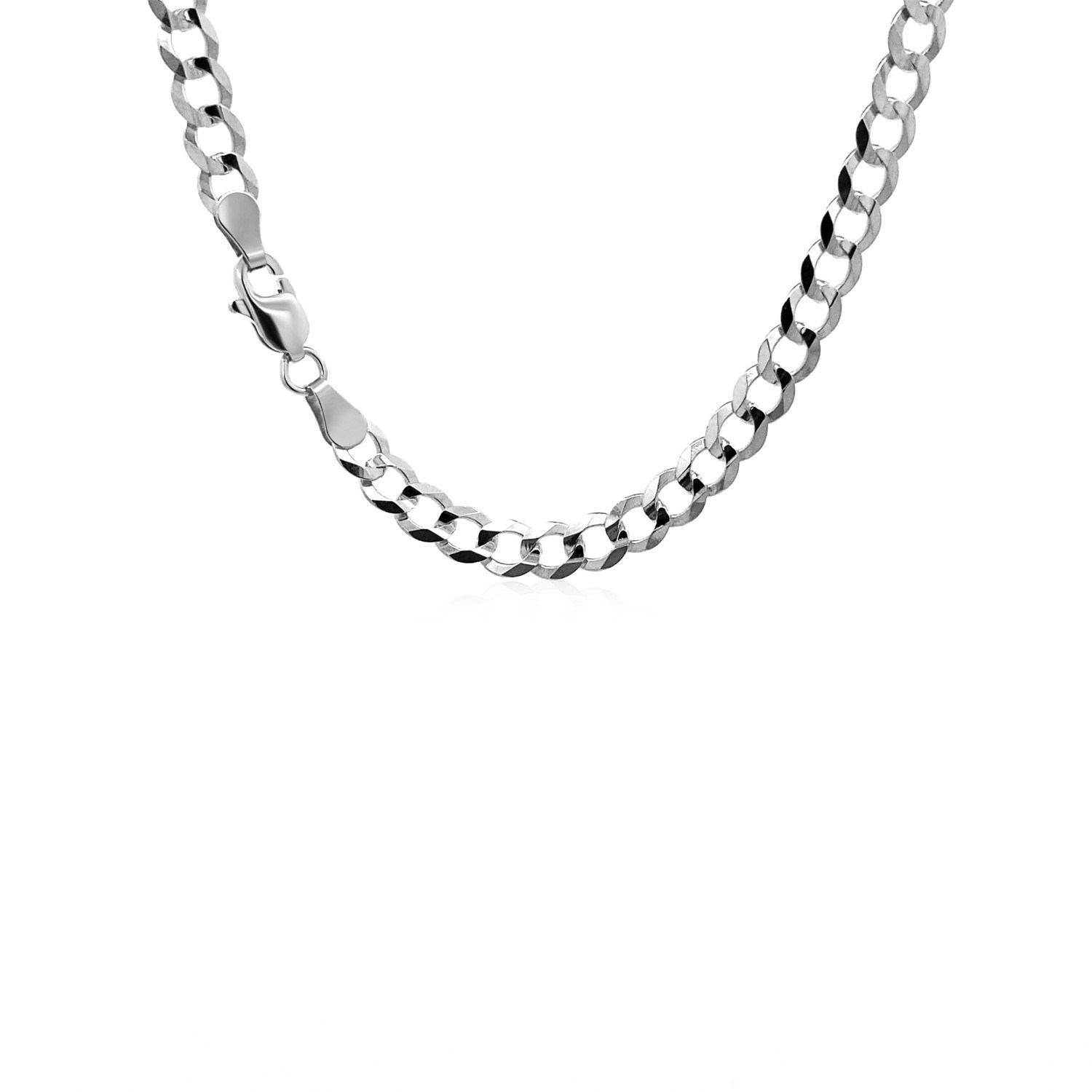 Rhodium Plated Sterling Silver Curb Style Chain (4.70 mm) - Image 3